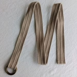 Beige & Gold Woman's 70s D-Ring Belt